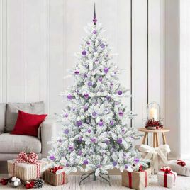ELSERA Artificial Hinged Christmas Tree with 300 LEDs 210 cm PVC