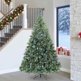 FIRILO Artificial Christmas Tree with 300 LEDs Green 240 cm PE and PVC