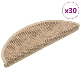 Stair Mats Self-adhesive Sisal-Look 30 pcs 56x17x3 cm Sand