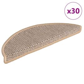Stair Mats Self-adhesive Sisal-Look 30 pcs 56x17x3 cm Light Beige