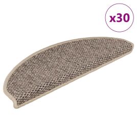 Stair Mats Self-adhesive Sisal-Look 30 pcs 65x21x4 cm Dark Beige