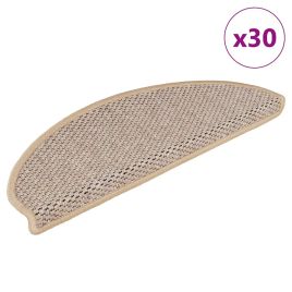 Stair Mats Self-adhesive Sisal-Look 30 pcs 65x21x4 cm Light Beige