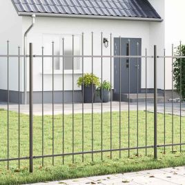 Garden Fence with Hoop Top Grey 10.2x1.25 m Steel