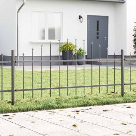 Garden Fence with Hoop Top - Grey, 13.6 x 0.75 m, Steel