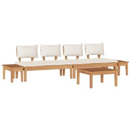 ERMFORD Garden Sofa Set 5 pcs Brown and - Cream