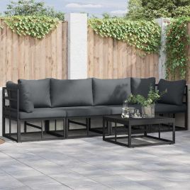 ENLBRO Garden Sofa Set 5 pcs Metal - Black