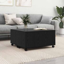 Coffee Table Black oak 75 x 75 x 38 cm Engineered wood