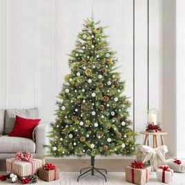 GLIMRA Artificial Hinged Christmas Tree with Cones Green 240 cm