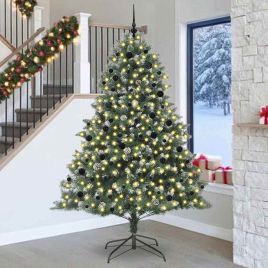EMVER Artificial Christmas Tree with 300 LEDs with Stand Green 240 cm