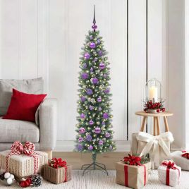 EMVER Artificial Slim Christmas Tree Green and white 150 cm