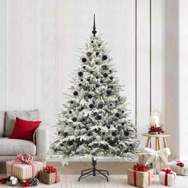 FELWIN Artificial Pre-lit Christmas Tree with Ball Set Green 210 cm