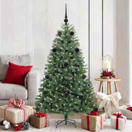 FELWIN Artificial Hinged Christmas Tree Green 150 cm PVC and Metal