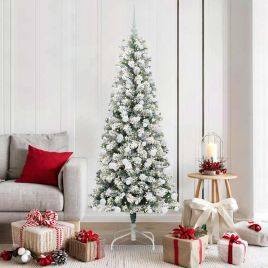 BLINCA Artificial Hinged Christmas Tree Green and white 180 cm