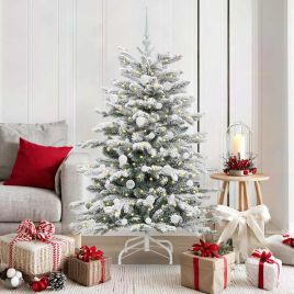 BRILAN Artificial Hinged Christmas Tree White 150 cm PE and PVC