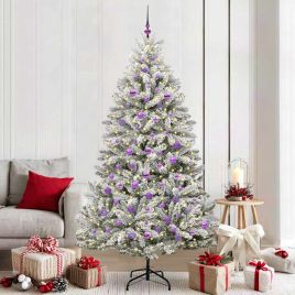 BRILCA Artificial Christmas Tree Green and White 210 cm PVC and Metal