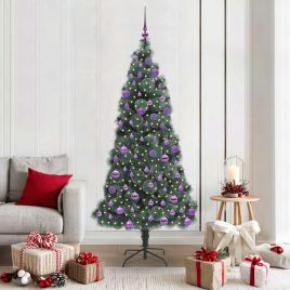 FIRDEN Artificial Pre-lit Christmas Tree with Ball Set Green 180 cm