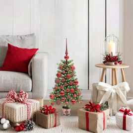 COSWIN Christmas Tree with 150 LEDs with Stand Green 65 cm PE