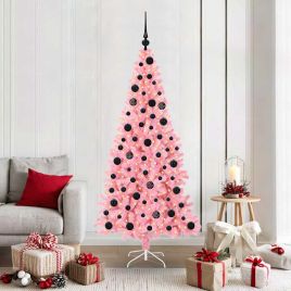 CINDOR Christmas Tree with 300 LEDs with Stand Pink 180 cm PVC