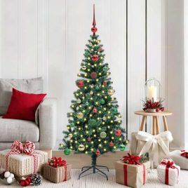 CHERLI Artificial Pre-lit Christmas Tree Green 150 cm PVC and Metal