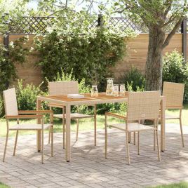 PROVALE Garden Stacking Chairs 4 pcs and Brown - Cream