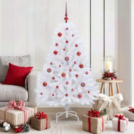 FROSTEL Artificial Hinged Christmas Tree White 150 cm PVC and Steel