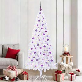 CUDWIN Artificial Christmas Tree with Stand White 210 cm PVC and Steel