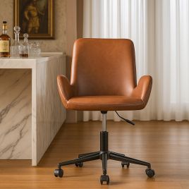 BRIMSTONE PU Leather Swivel Chair - Brown