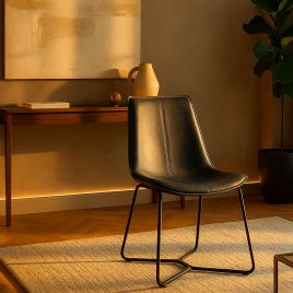 RAVENSBOURNE PU Leather Dining Chair Charcoal - Set of 2