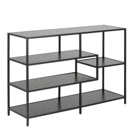 Bookcase - SEAFORD Wide Bookcase Black 114cm