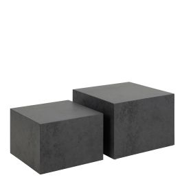 DISA Square Coffee Table Set in Black Ocean Rough Paper