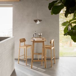 BOLT Bar Table in Matt Oak Included 2 Bar Stool in Matt Oak