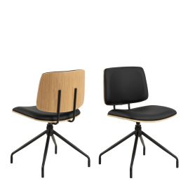 TARELI Swivel Dining Chairs in Matt Black - Set of 2