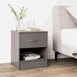 AYSFORD 1 Drawer Bedside Table with Open Shelve - Grey