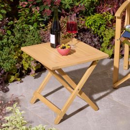 EVERSET Garden Folding Side Table - Oak Finish