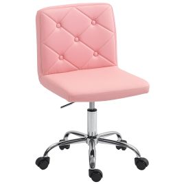 HERON PU Leather Armless Office Chair Modern Vanity Computer Pink