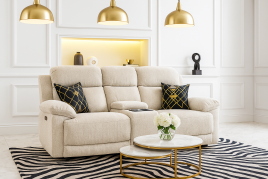 RAVELLE Fabric 2 Seater Electric Recliner Sofa - Beige