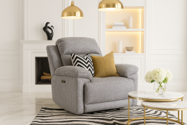 RAVELLE Fabric Single Electric Recliner Sofa - Grey