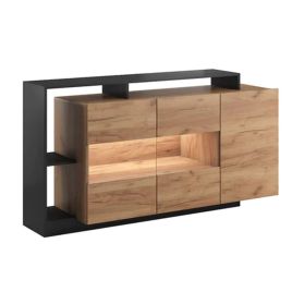 Pantheon Haven Sideboard with 3 Doors - Oak and Black