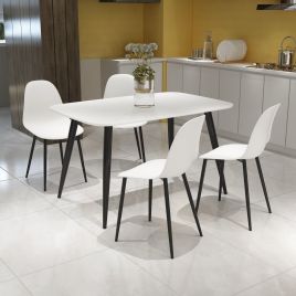 NEXO Rectangular Dining Table with 4 Curve Plastic Chairs - White