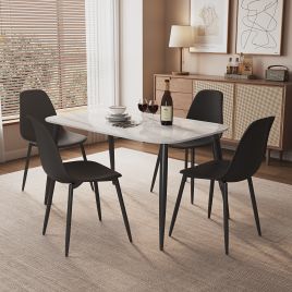 NEXO Sintered Stone Rectangular Dining Table with 4 Curve Plastic Chairs - Black