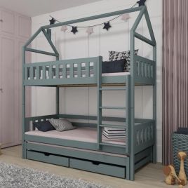 Bunk Bed - STACKWELL Bedframe with Foam Mattress - Grey