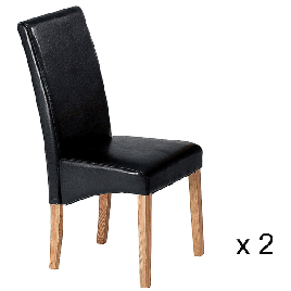 Selkirk Solid Ashwood Set of 2 Dining Chairs with PU Seats - Black