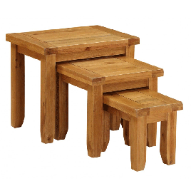 Wycombe Oak Finish Solid Oak Nesting Tables - Wood