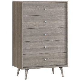 BURBANK Grey Chest of Drawers - Large-sized, 5 Drawers