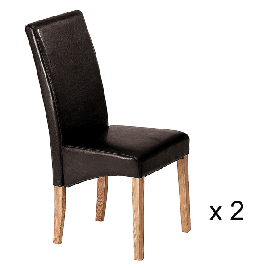 Selkirk Solid Ashwood Set of 2 Dining Chairs with PU Seats - Brown