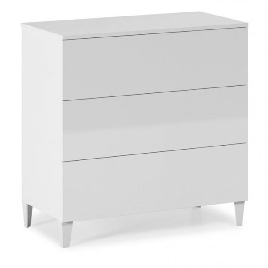 ADRIAN White Chest of Drawers - Medium-sized, 3 Drawers