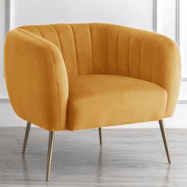 Armchair - LUMETTA Velvet Fabric Chair - Yellow