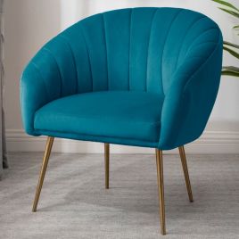Tub Chair - COLVARA Velvet Fabric Chair - Teal