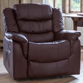 Armchair - THERALUX Leather Recliner Chair - Burgundy