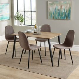 Mattia Dining Set with Table and 4 Chairs - Aged Oak